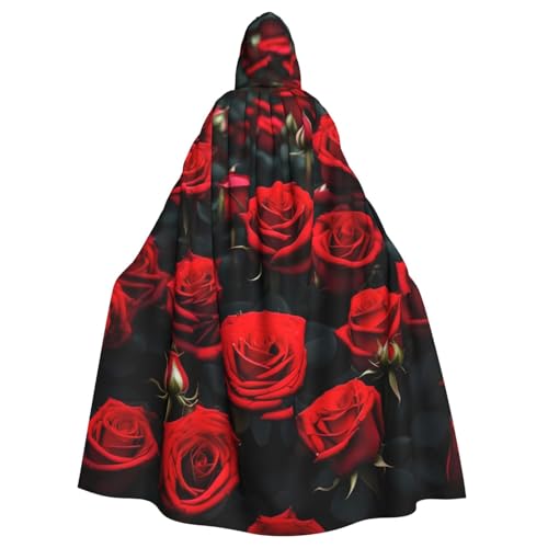 Cape de carnaval adulte avec imprimé rose rouge pour tenue Halloween