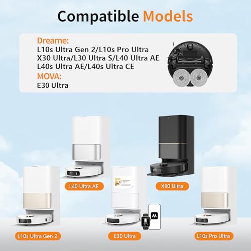 Image of 26Pcs Replacement Parts Kit Compatible with E30 Ultra, Dreame L10s Ultra Gen 2, L10s Pro Ultra Heat, X30 Ultra, L40s Ultra AE /CE Robot Vacuum Accessories with Mop Pads, Dust Bags, Filters, Brushes