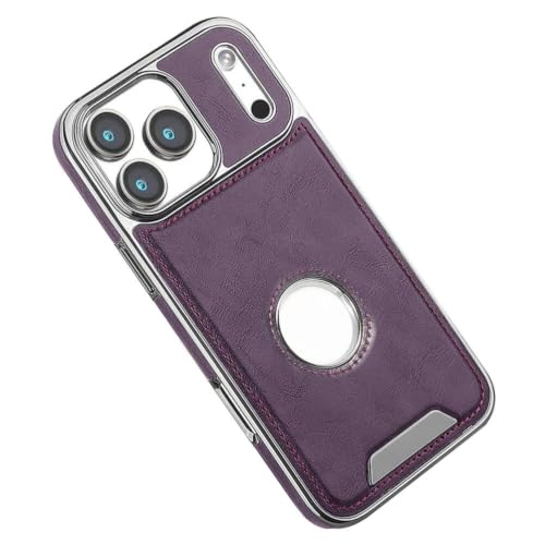 Coque iPhone 17 cuir plaqué violet mince | Protection arrière antichoc élégante