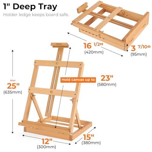 VISWIN Heavy-Duty Table Top Easel for Painting, Adjustable Beech Wood Tabletop Easel, Hold Canvas up to 23”, Portable Art Desktop Easel Stand for Adults, Artists, Beginners – Natural by VISWIN - Image 3