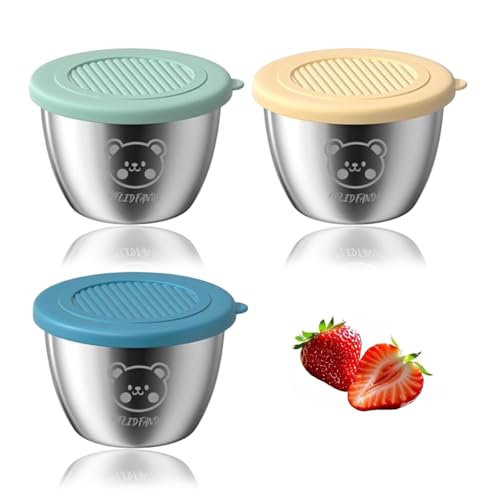Image of Stainless Steel Sauce Cup with Lid, Small, Silver, Leak-Proof, 50g, for Salad, Chutney, Tiffin, Lunch, Travel (04)