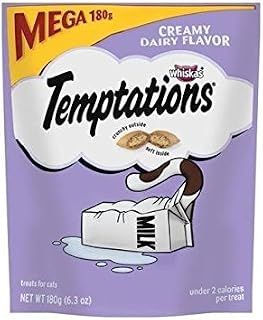 Temptations Whiskas Cat Treats, Creamy Dairy Flavor, 6.3 oz Crunchy Outside, Soft Inside