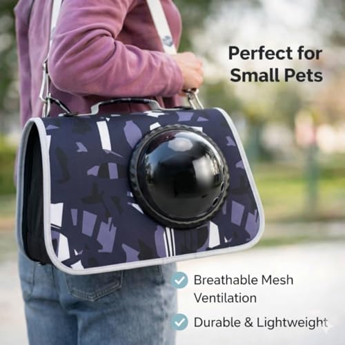 Image of Cawypety Cat Backpack Carrier, Breathable Cat Carrier Pet Backpack for Kitty Small Dog Up to 15Lbs, Transparent & Foldable Pet Carrier for Travel Hiking (Navy Blue, Window)