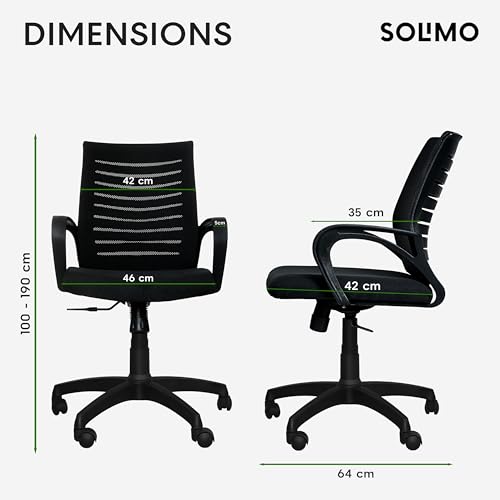Image of Amazon Brand - Solimo Sitly Mid Back Revolving Office Chair for Work from Home, Study, and Computer Use | Heavy Duty Base | Ergonomic Mesh Design | Durable & Comfortable Seating (Black Mesh)