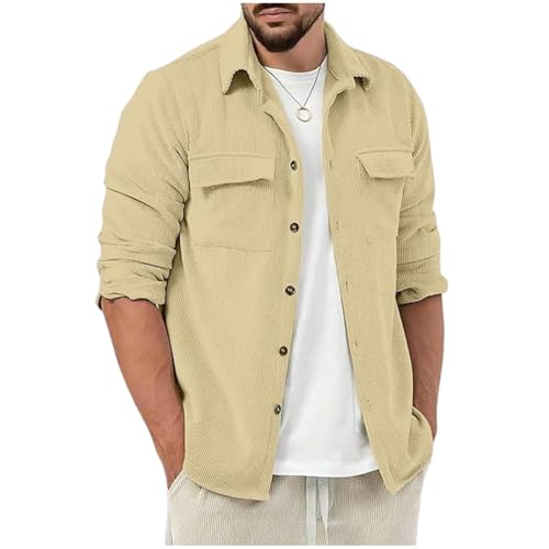 Image of MiraMichi Corduroy Men's Full Sleeve Casual Striped Shirt - Comfort Fit, Ideal Stylish and Versatile Clothing