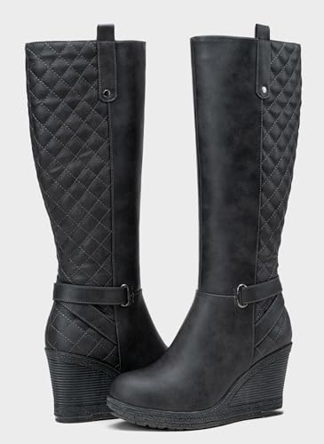 Vepose Women's 9652 Knee High Boots Wedge Calf Boot with Side Zipper4