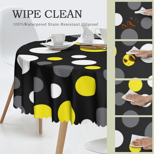 Nappe ronde à pois lavable et infroissable contre taches de repas - 5