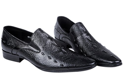 Dress Shoes For Men Alligator Crocodile Print Leather Venetian-Style Slip On Casual Loafer Shoes Black 8.5 Us #TOP2