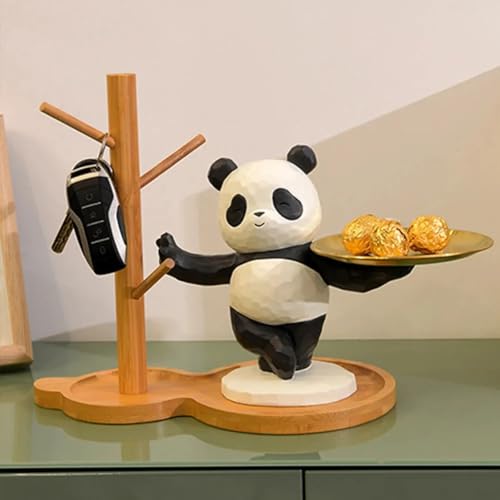 Image of ARMONIA Butler Panda Decorative Figurine with Gold Tray,Balanced Design,Cute Animal Figurine Multipurpose Storage Stand for Keys,Candy,Jewelry,Premium Home Decor Accent for Living Room,Office, Gifting