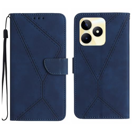 Rfvzubemok Compatible with Realme C53 4G Case,Compatible with Realme C51 4G / C51s 4G Kickstand Flip Card Slot Magnetic Closure Phone Cover Blue