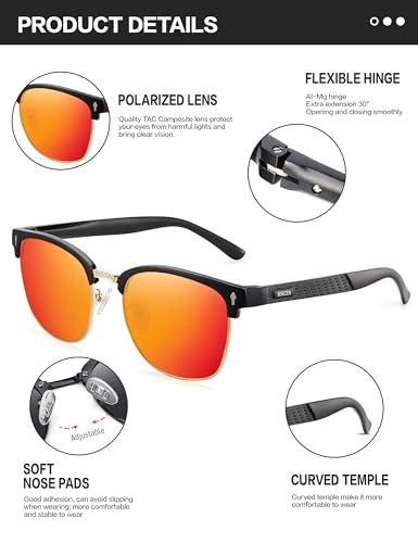 Image of BIRCEN Mens Polarized Sunglasses for Driving: Al-Mg Metal UV Protection Sun Glasses Square Shades for Fishing Travel 2026