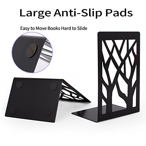 Metal Bookends-Heavy Book Ends for Shelves,Book Shelf Holder Home Decorative,Black Bookend Supports - Thumbnail 5