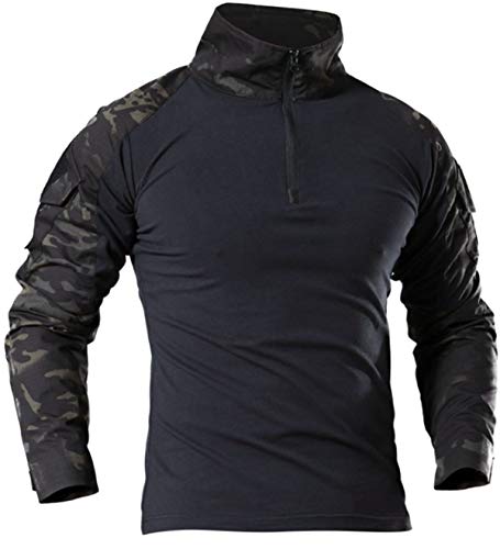 Harglesman G3 Combat Clothes Bdu Suits Black Camo With Knee Pads For Men Tactical Shirts Trousers For Work Training Hunting Military Airsoft Paintball Uniform Sets Apparel Gear Black Camo M thumb #2