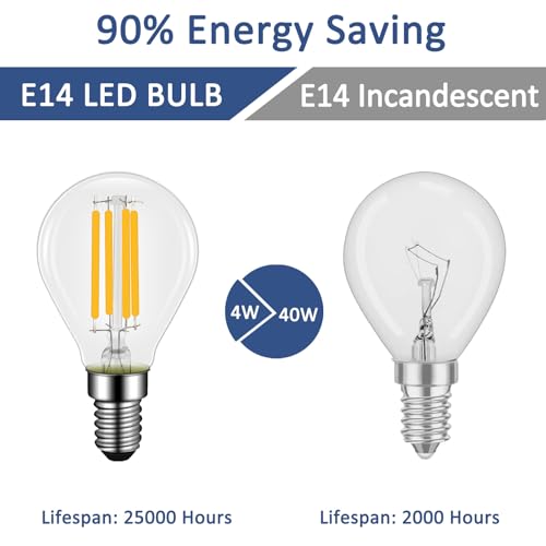 4 Pack 4W E14 LED G45 Filament Bulb Dimmable, Warm White 2700K, 40W Equivalent, Small Edison Screw, 400lm - Image 3