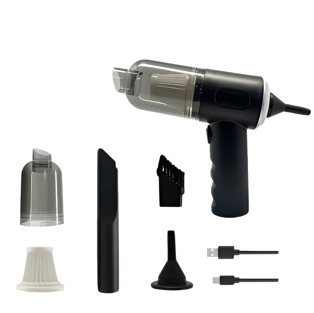 3 in 1 Portable Vacuum Cleaner Cordless Handheld Vacuum Cleaner with Blower & Air Pump Function | USB Rechargeable Mini Vacuum for Car, Home, Office, Keyboard, Sofa & Pet Hair Cleaning-image-45