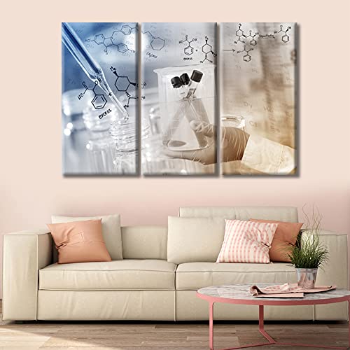 Image of TUMOVO 3 Piece Medical Poster Canvas Wall Art Young Scientist Pictures Wall Decor for Bedroom Clinical Laboratory Artwork Wall Art Framed Ready to Hang (42 inch Wx28 H)