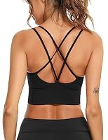 Sykooria Sport BH Damen Gepolstert Bustier ohne Bügel Spaghettiträger Cross Back Design Push Up Sport Bra Top für Yoga Fitness, Schwarz L