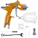 Auto Body Paint Spray Gun Kit Automotive air hvlp Spray Gun Car Paint Gun Gravity kit 1.3mm Tip 600ml Plastic Cup for Car Paint，Gold