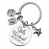 Infinity Collection Girls Weekend 2026 Keychain, Beach Accessories with Starfish & Flip Flop Charm, Silver Engraved Keychain, Personalized Gifts for Women, Bachelorette & Birthday Trips
