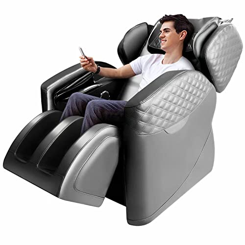Massage Chair,Zero Gravity Electric Massage Chairs Full Body Recliner with Lower-Back Heating and Foot Roller for Living Room Home Office (Grey)