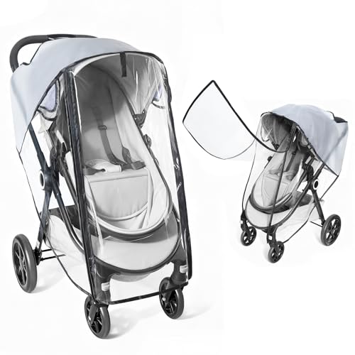 Habillage Pluie Universelle pour Poussette, Protection Pluie Poussette Universelle avec Porte Enroulable à Fermeture Éclair pour un Accès Facile, EVA de...