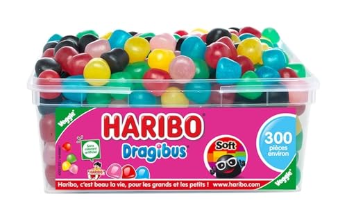 HARIBO - Dragibus Soft - Bonbons Sans Colorants Artificiels & Sans Gélatine - Boîte De 300 Bonbons