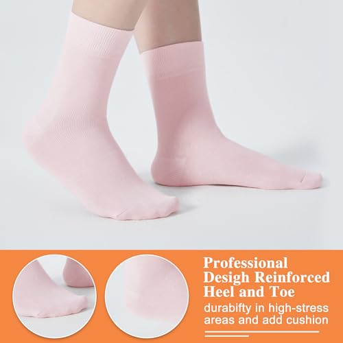 Image of ATBITER Women's Thin Cotton Crew Socks - Soft Above Ankle Bootie Casual Dress Socks 6-Pairs
