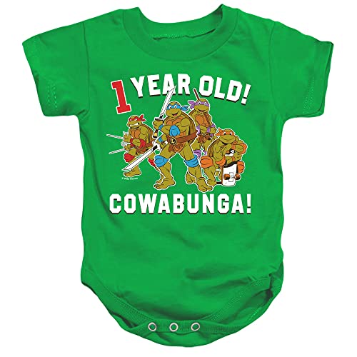 Popfunk TMNT Teenage Mutant Ninja Turtles Cowabunga Birthday Unisex Infant Snap Suit for Baby (18 Months, Kelly Green)