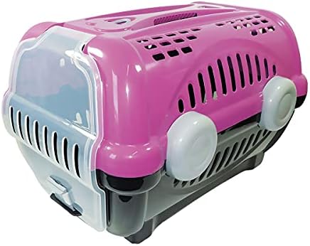 Furacão Pet Luxo Caixa de Transporte, Rosa/Cinza, 1