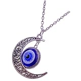 Ipetboom Collar Colgante de Ojo Azul y Luna Turquesa Unisex, Cadena de Cuello Creativa para Mujer, Amuleto Decorativo de Joyería Diseño Único y Resistente, Uso Diario y Obsequio