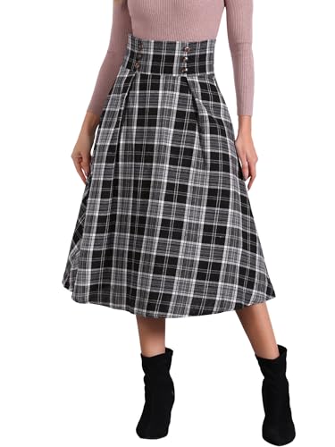 Amazon.com: Allegra K Vintage Plaid Skirt for Women's High Elastic
