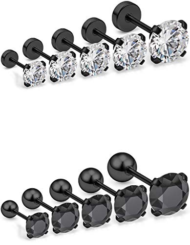 Jenxnjsjo 18G 16G Flat Back Stud Earrings for Women Men Round Back Cartilage Tragus Helix Conch Ear Piercing Jewelry