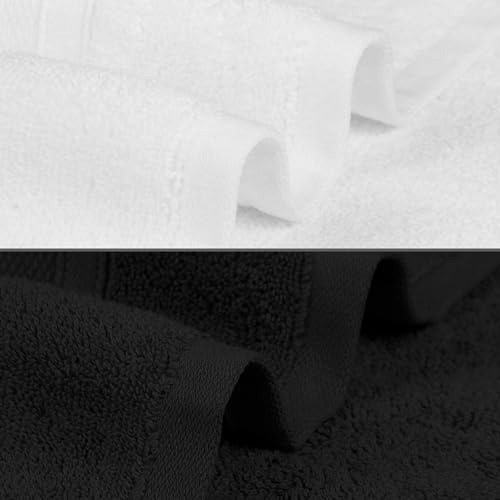 Image of MYTRIDENT Soft Comfort Air Rich 100% Cotton Towels for Bath, 500 GSM Large Size Bathroom Towels for Men /Women, 2PC Bath (69 cm x 137 cm), Black and White