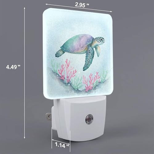Image of Futterya Plug-in LED Night Light, Sea Turtle Watercolor Ocean Set of 2 Dusk-to-Dawn Auto Sensor Decor Lamp