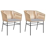 mtlskopl Gartenstühle 2er Set Braun Poly Rattan mit 3 cm Sitzkissen 63x63x83 cm Langlebiger Aluminium-Optik Stahlrahmen für Balkon Terrasse Garten 110 kg Robust und Modern für Outdoor Sitzplätze