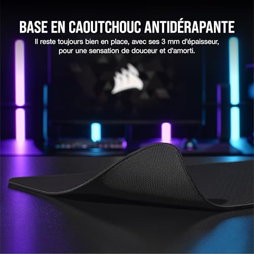 Corsair MM500 v2 Tissu Hybride Tapis de Souris Étendu pour Le Jeu – 93cm x 30cm – Revêtement Anti–Éclaboussures – Bords Cousus Anti–Fraude – Base en Caoutchouc Antidérapante – Noir