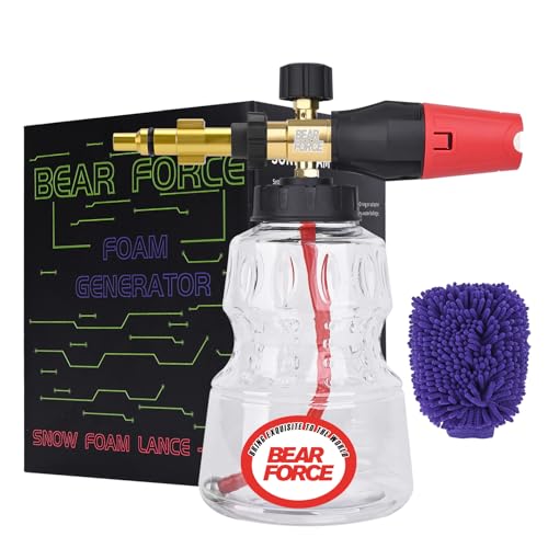BEAR FORCE Lanza de espuma de nieve para lavadora a presión compatible con Lavor Wash Lidl, Vax, Parkside, Sterwins, Deko, Champion, espuma más gruesa ajustable 360°, lavado de autos, cuidado y