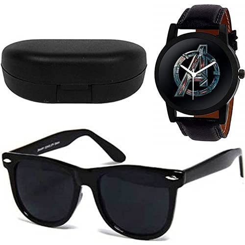 Relish Black Avenger Analogue Watch & Wayfarer Sunglass Combo for Mens & Boys | Rakhi Gift Combo for Men & Boys | Black Strap Watch (B09XHZX4BX) Amazon Price History, Amazon Price Tracker