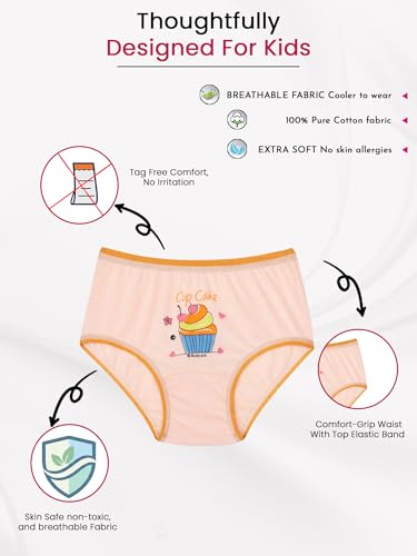 Image of Kids Girls Panty Ultrasoft Underwear 100% Cotton Soft Comfortable | Skin Friendly | Innerwear Pack of 6 Print May Vary