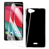 OAGELIM 2er Pack Bildschirm Schutzfolie + Hülle Kompatibel mit Wiko Pulp 3G (5 Zoll) Künstlerisch Bedruckte Hülle & Gehärtetes Glas Kratzfest (Schwarz)