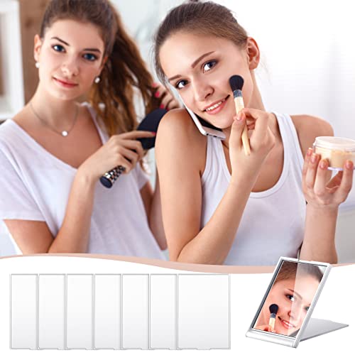 Queekay 2 X 3 X 0.2'' Small Makeup Folding Mirror Travel Mirror Portable Folding Mirror Rectangle Compact Mirror Stand Up Mirror Compact Mirror Portable Vanity Mirror For Women Girls（White） #TOP5