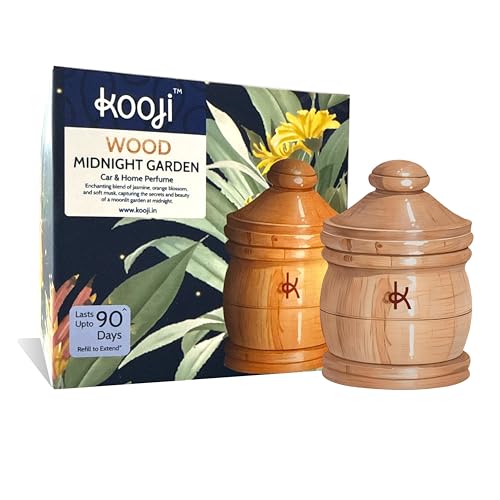 Image of Kooji Wood - Midnight Garden - Car & Home Perfume - 12ml | Premium Freshener - Jasmine, Orange Blossom & Musk Notes - 100% Indian Ingredients - Natural & Vegan - Long-Lasting Aroma - Up to 90 Days