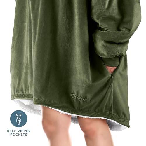 Image of Bare Home Wearable Blanket Hoodie - Soft Plush Sherpa - Warm and Cozy - Oversized Wearable Blanket