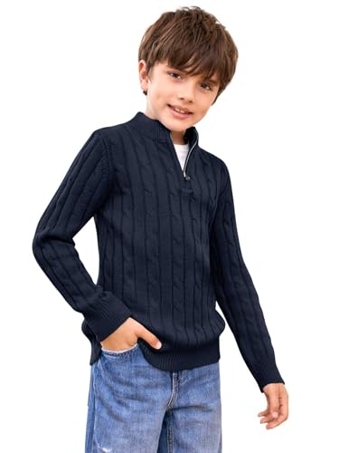 Zhaovi's Toddler Boys Girls Sweater Twisted Knit Cable 1/4 Zip Sweaters Outfit Baby Winter Long Sleeve Warm Soft Outwear3