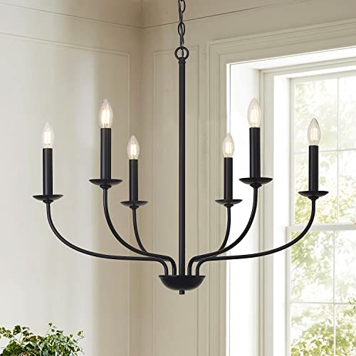 MSTETO 6-Light Black Chandelier, Modern Farmhouse Chandelier Dining Room Light Fixture Over Table, Industrial Vintage Candle Chandeliers for Kitchen Island, Bedroom, Foyer, Living Room, Office MSTETO 6-Light Black Chandelier, Modern Farmhouse Chandelier Dining Room Light Fixture Over Table, Industrial Vintage Candle Chandeliers for Kitchen Island, Bedroom, Foyer, Living Room, Office