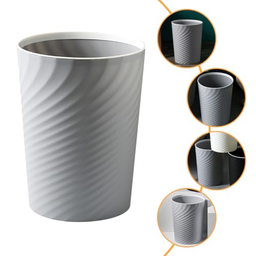 Caneca de basura redonda gris grande para cocina miniatura 3