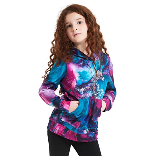 Kids' Crew Neck Pullover Sweatshirt 5t Girls' Fashion Unicorn Hoodies Tie Dye Top