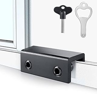 Window Locks,4 Sets Sliding Window Locks With Key for Vertical & Horizontal Sliding Windows Doors,Easv to Install,Adjustable Security Window Lock for Patio Bedroom Home and Office (Black)