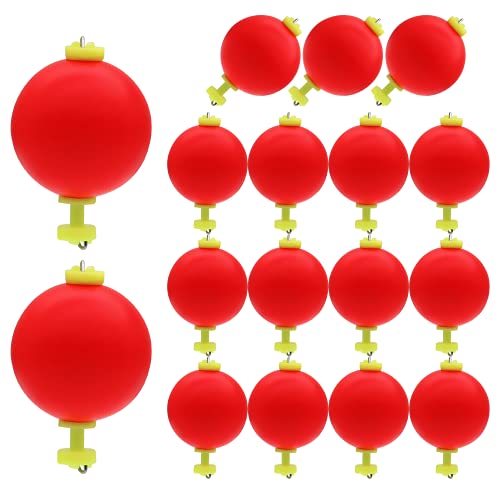 Proximitck 15 Stück Angel-Bobber, runde Schaumstoff-Fischposen, unbeschwert, Slip-Bobber für Angelposen, Zubehör, EVA-Schaum-Druckknopf, rote Bobber-Set (klein) Cover