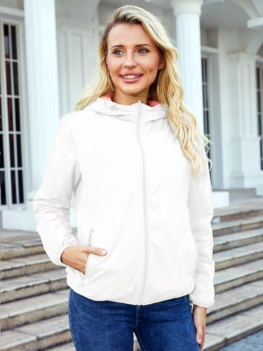 Lightweight Jacket Women Trench Coat with Hood Waterproof Insulated Windbreaker Packable Puffer Jacket4